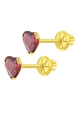 felicitous 5mm yellow gold heart January birthstone baby bracelet